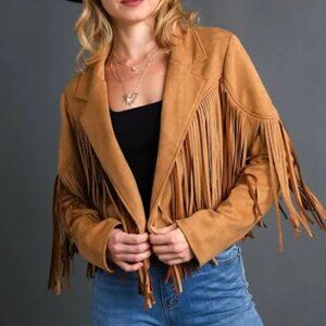 Last 1! NWT Faux Suede western Fringe Jacket